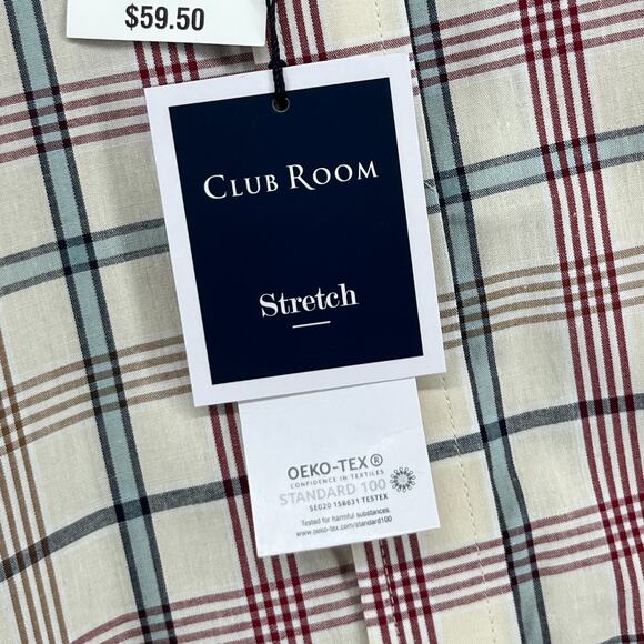 CLUB ROOM Shirt Mens M Palermo Plaid Button Up Refined Woven Winter Ivory NEW - Picture 11 of 16